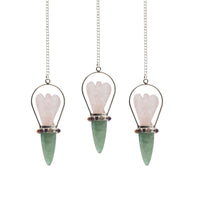 The Heart Oracle - Two Piece Angel Pendulum - Chakra Band - Rose Quartz & Green Aventurine