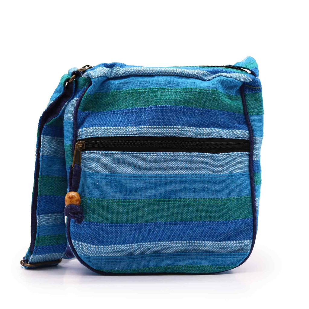 Lrg Nepal Sling Bag in Blue Rivers with Adjustable Strap Design