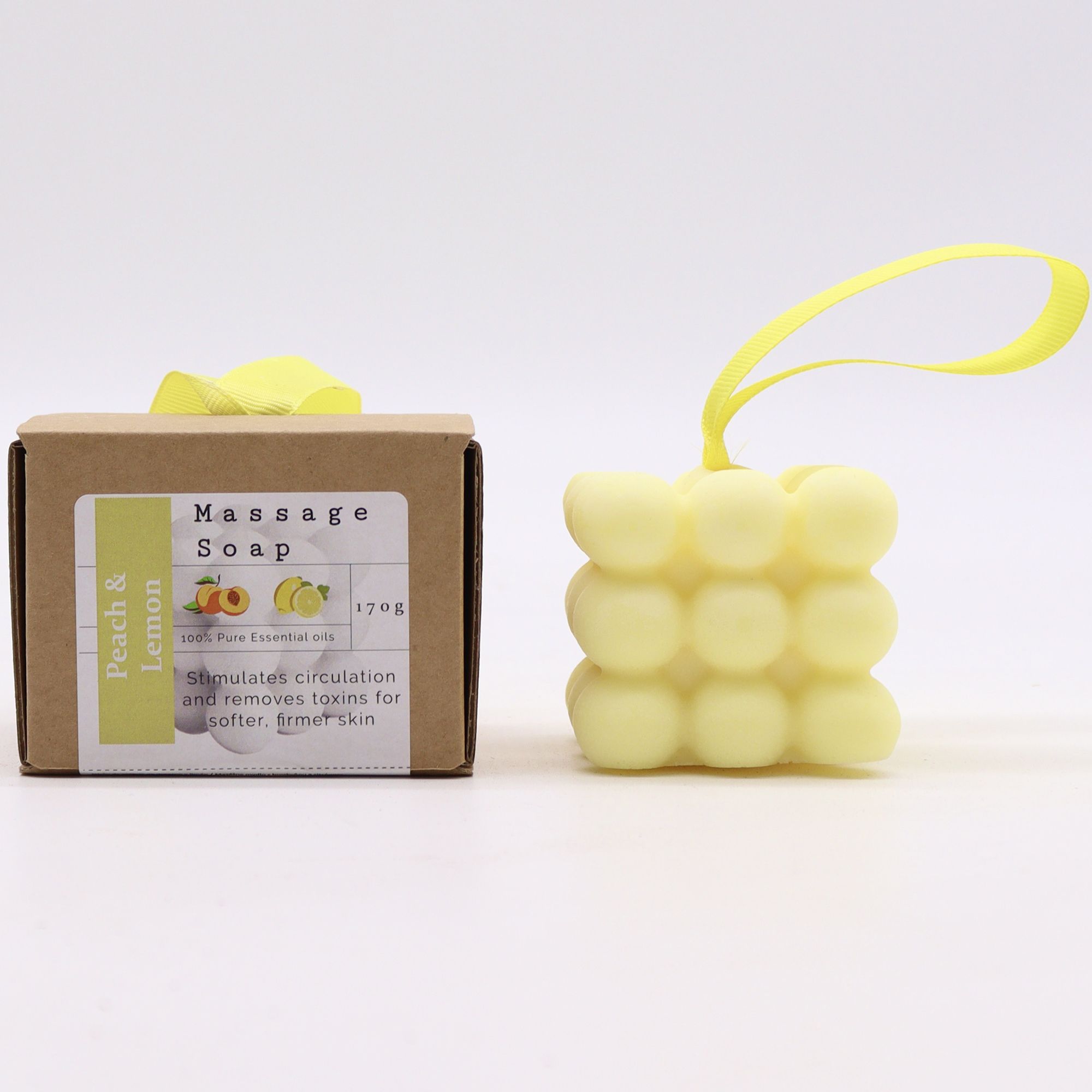 Boxed Peach and Lemon Massage Soap Bar for Home Spa Indulgence
