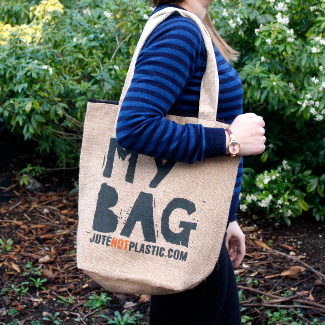 Eco Friendly Jute Bag with Unique Funky Designs and Cotton Handles