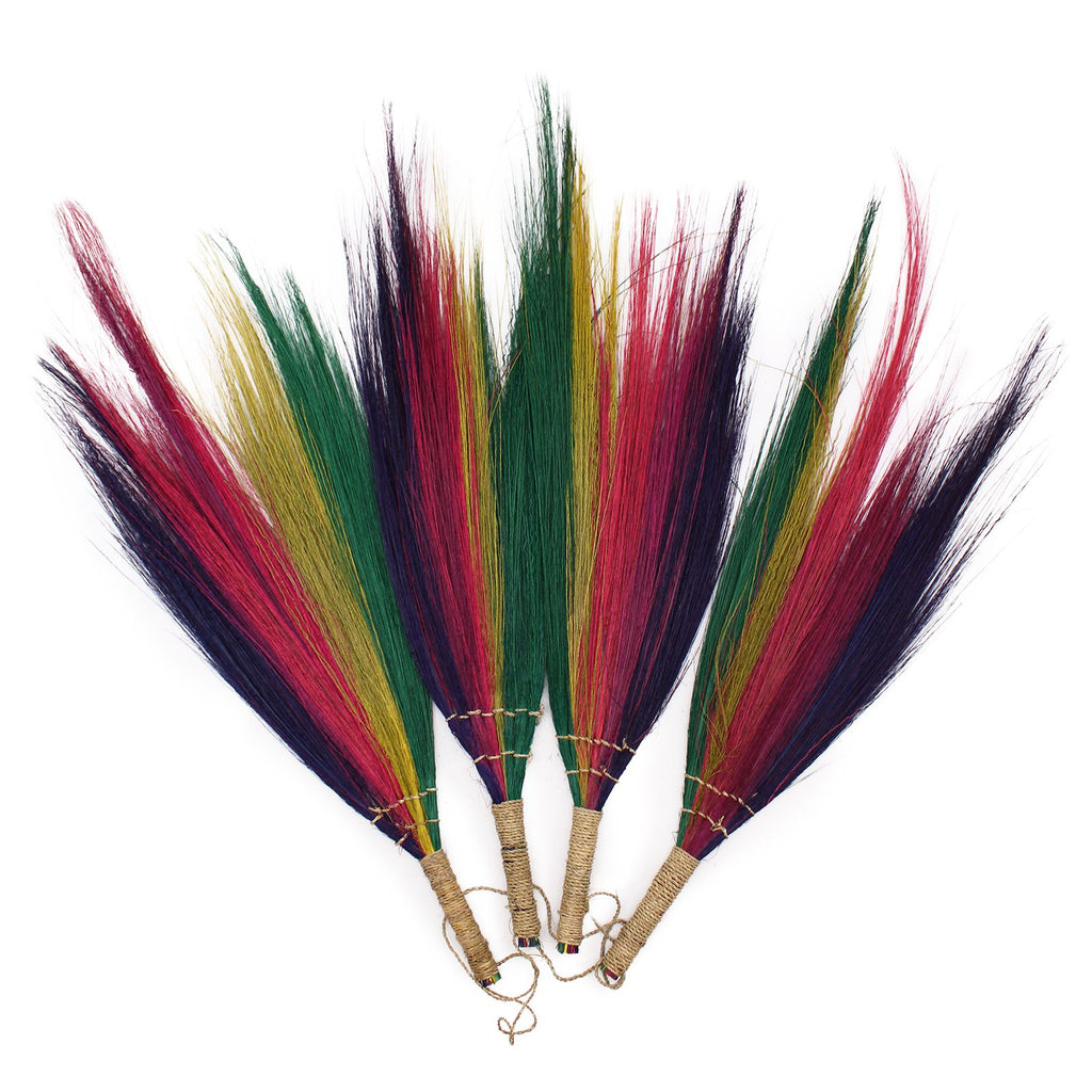 Set of 4 Rainbow Coloured Pampas Brooms for Home Decor
