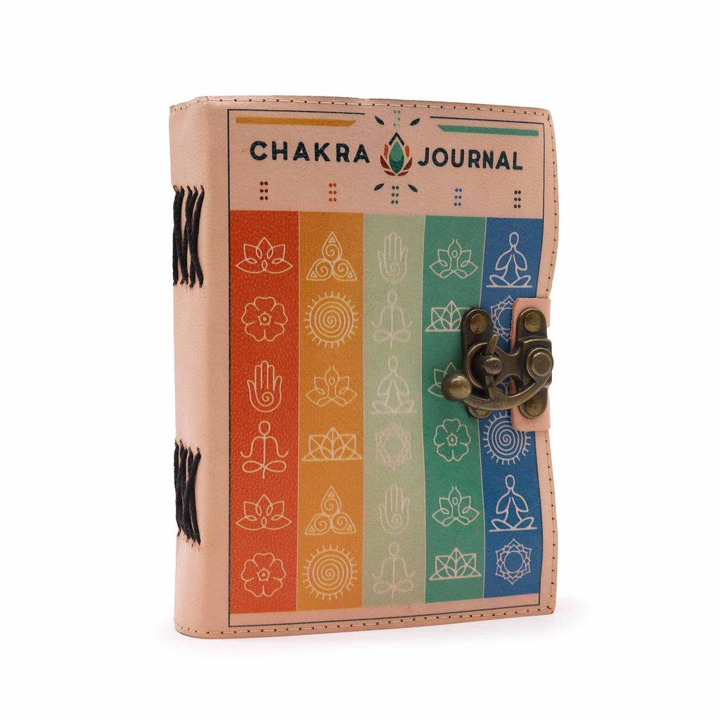 Leather Seven Chakra Colours Deckle Edge Notebook for Journaling