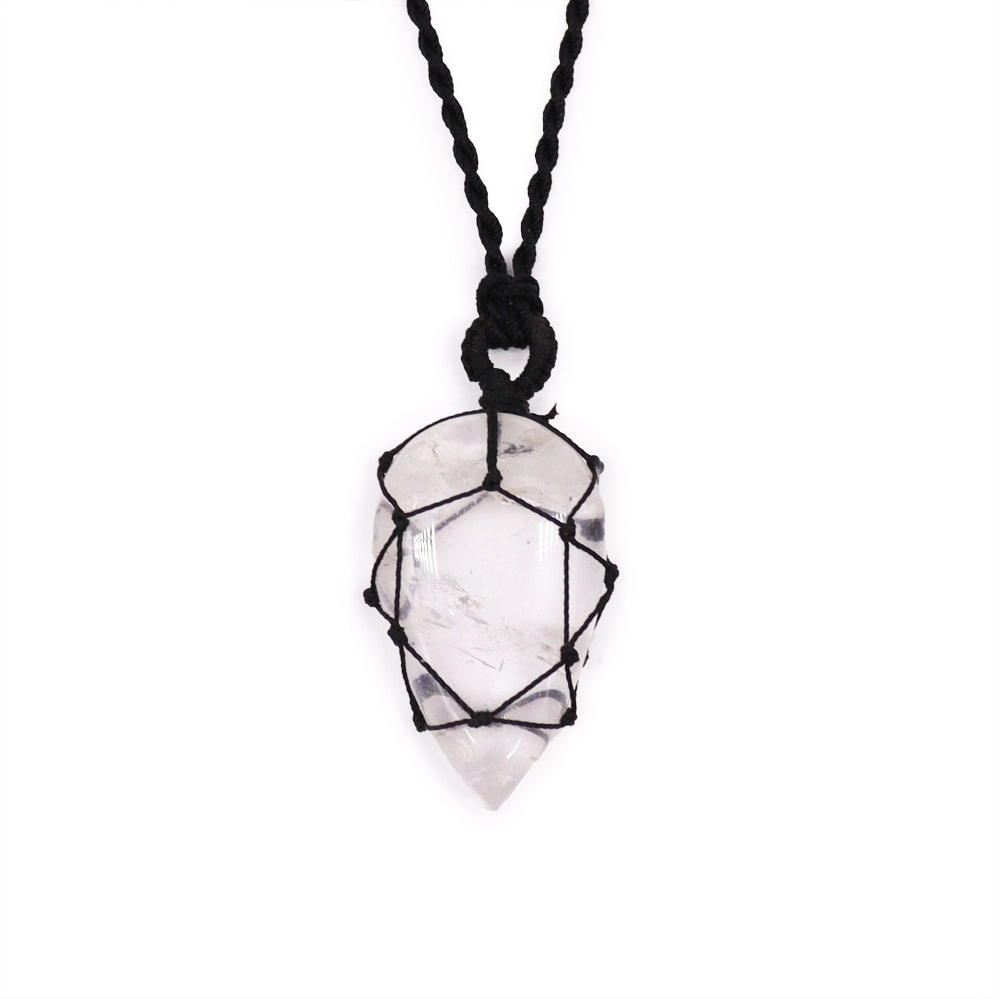 Laced Gemstone Teardrop Pendant in Rock Quartz for Elegance
