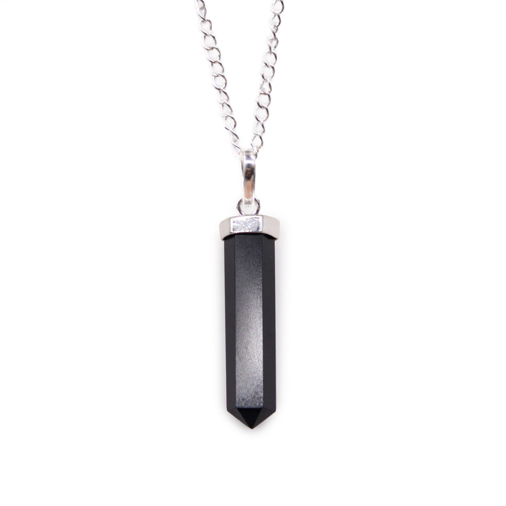 Gemstone Classic Point Pendant with Black Agate Design
