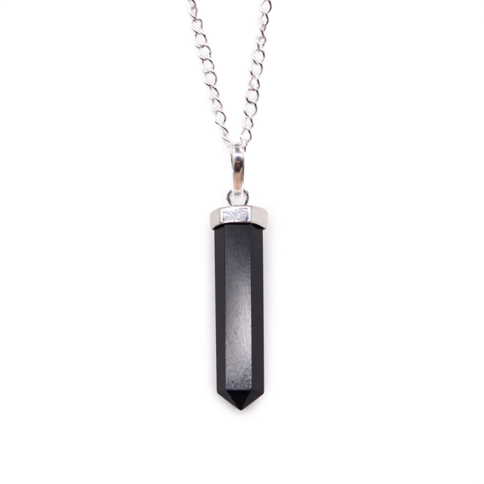 Gemstone Classic Point Pendant with Black Agate Design