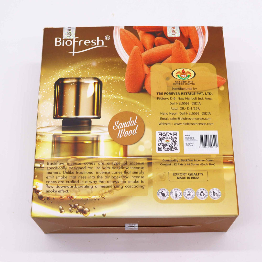 Biofresh Backflow Incense Cones Sandalwood for Calming Spaces
