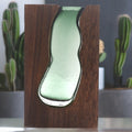 Large Glass Vase Terrarium with Dark Tung Wood Frame Design