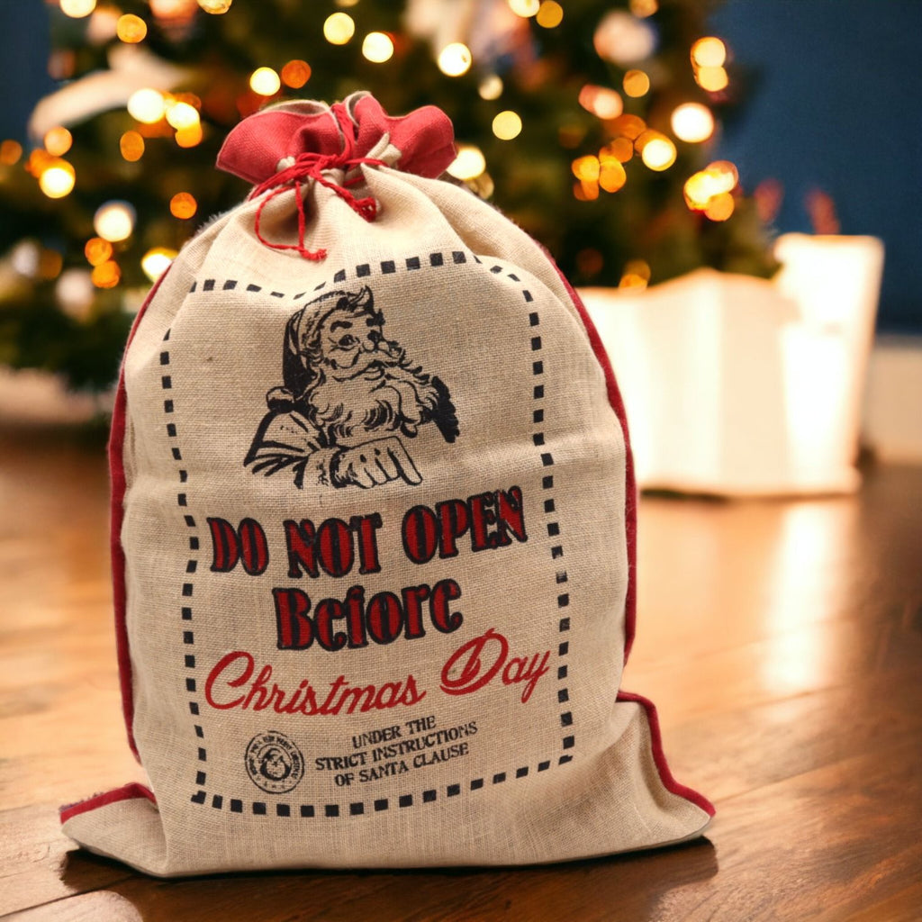Do Not Open Before Christmas Day Jute Sack for Festive Gifts