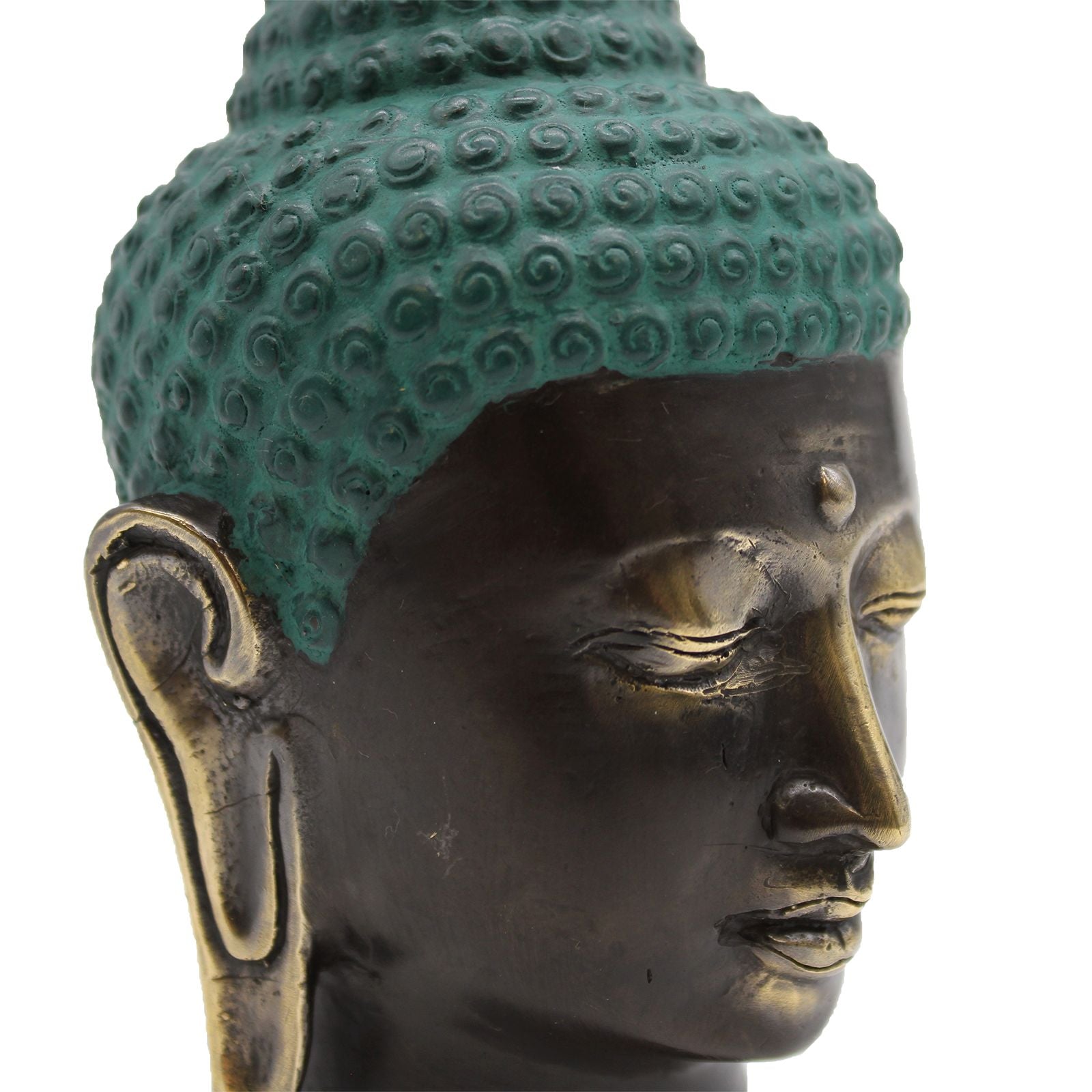 Large Antique Brass Buddha Head for Home Decor and Feng Shui Use