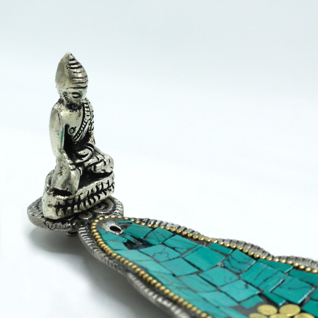 Buddha Long Leaf Tibetan Decor Incense Holder with Serene Design