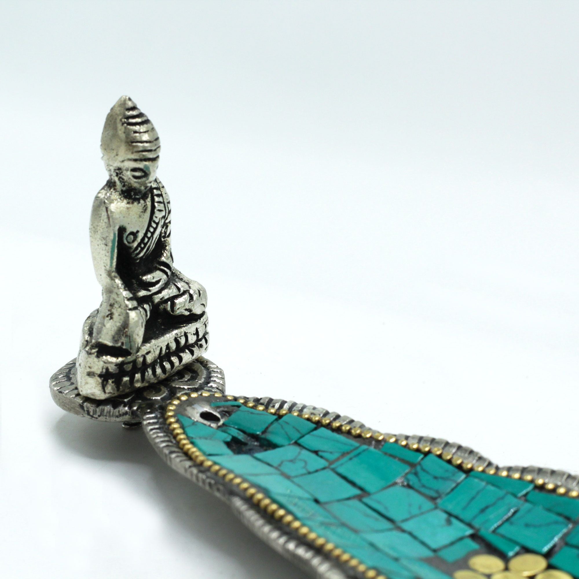 Buddha Long Leaf Tibetan Decor Incense Holder with Serene Design
