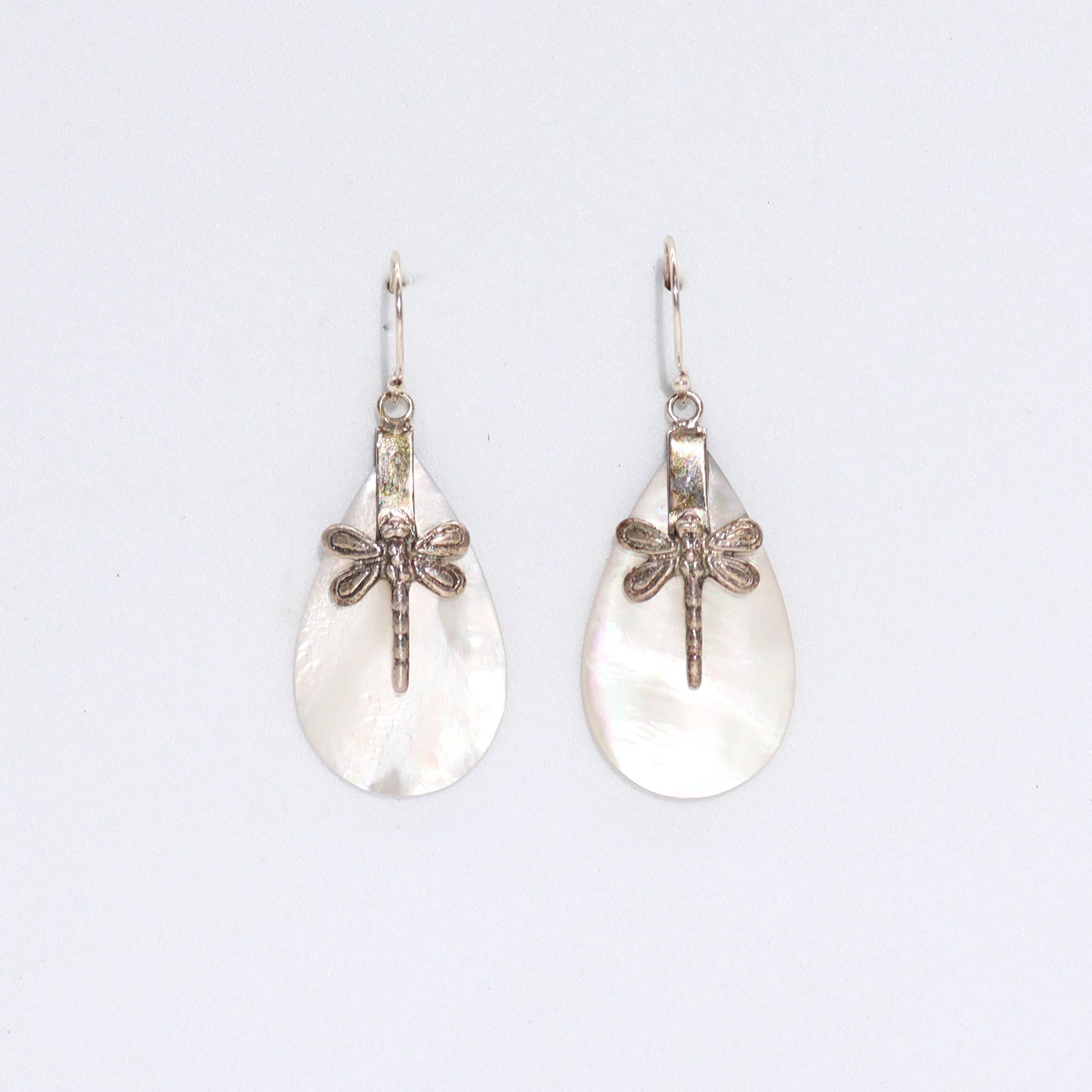 Shell & Silver Dragonfly Earrings for Unique Style and Charm