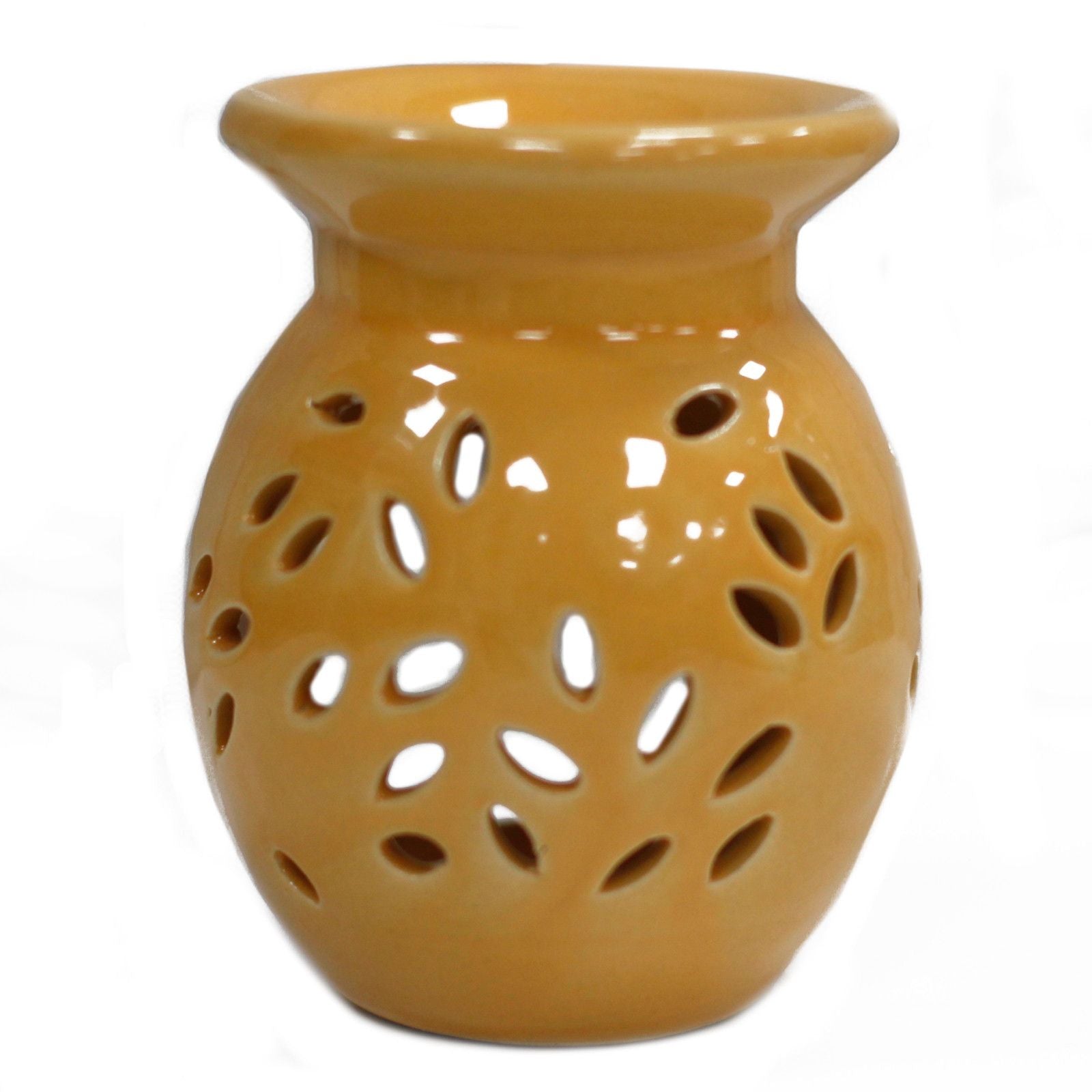 Floral Yellow Oil Burner for Aromatic Home Fragrance Use