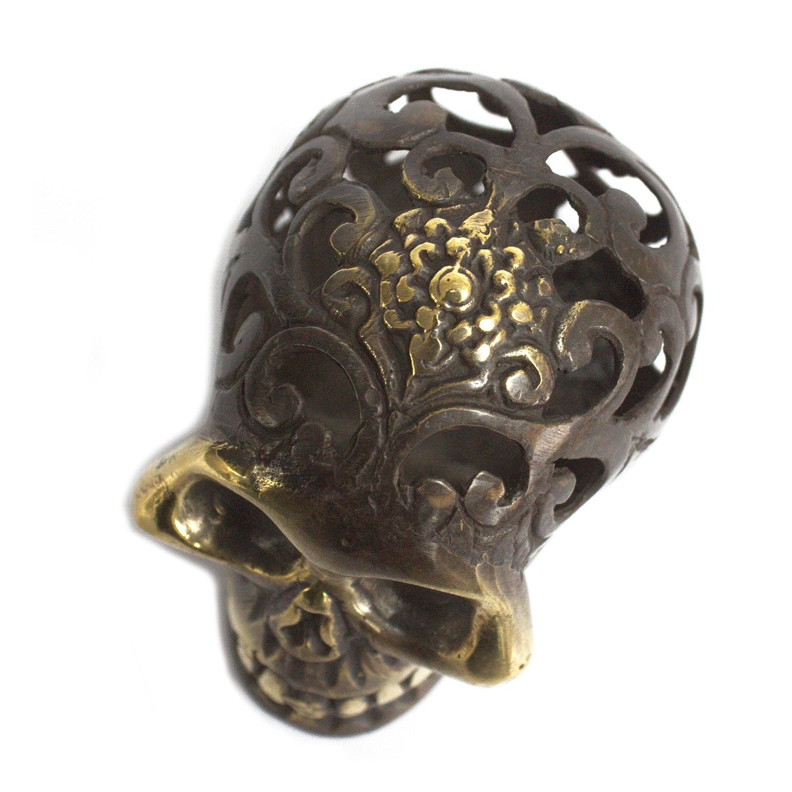 Vintage Brass Skull Med Feng Shui Decor for Home Serenity and Peace