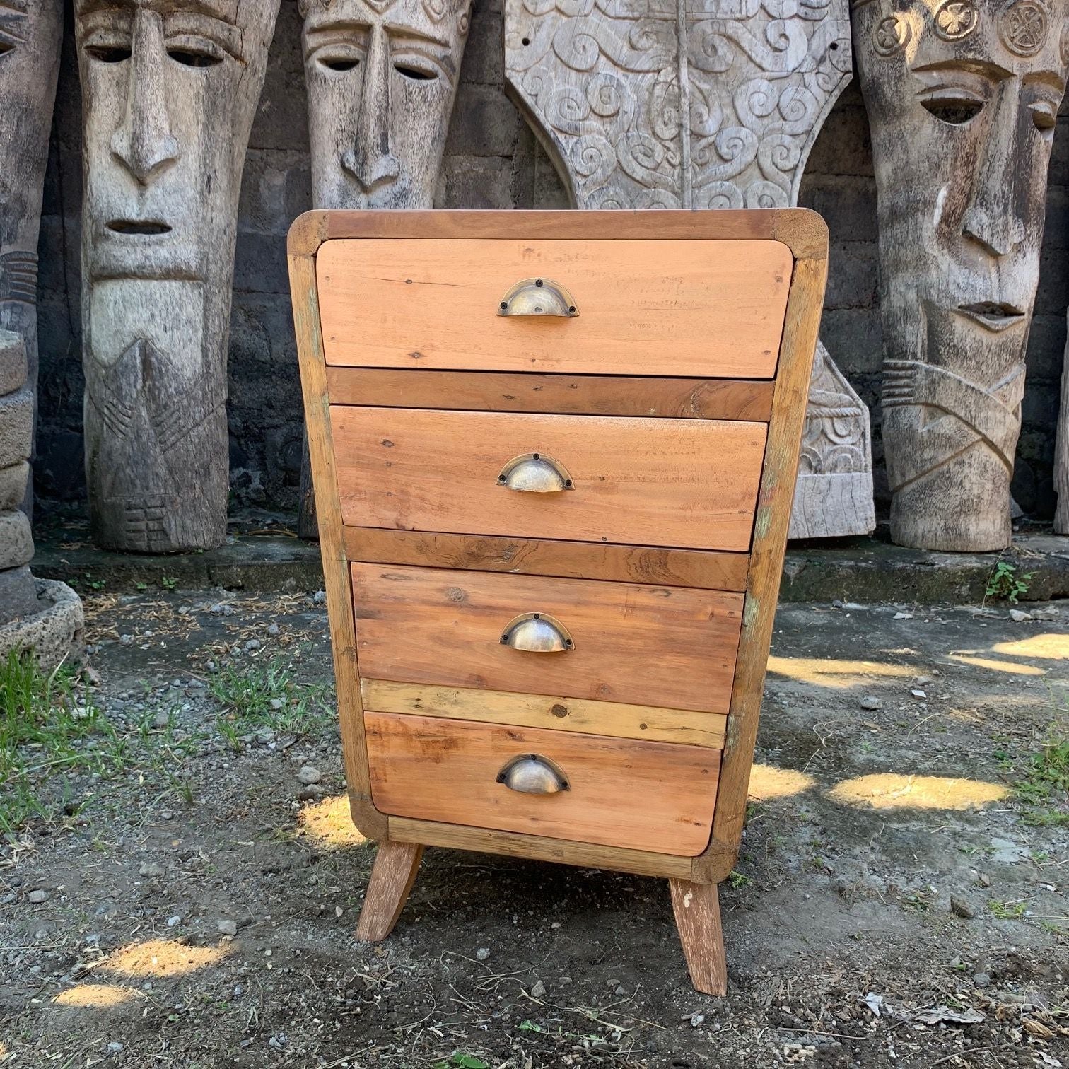 4 Draws Storage Unit in Recycled Wood for Stylish Home Decor