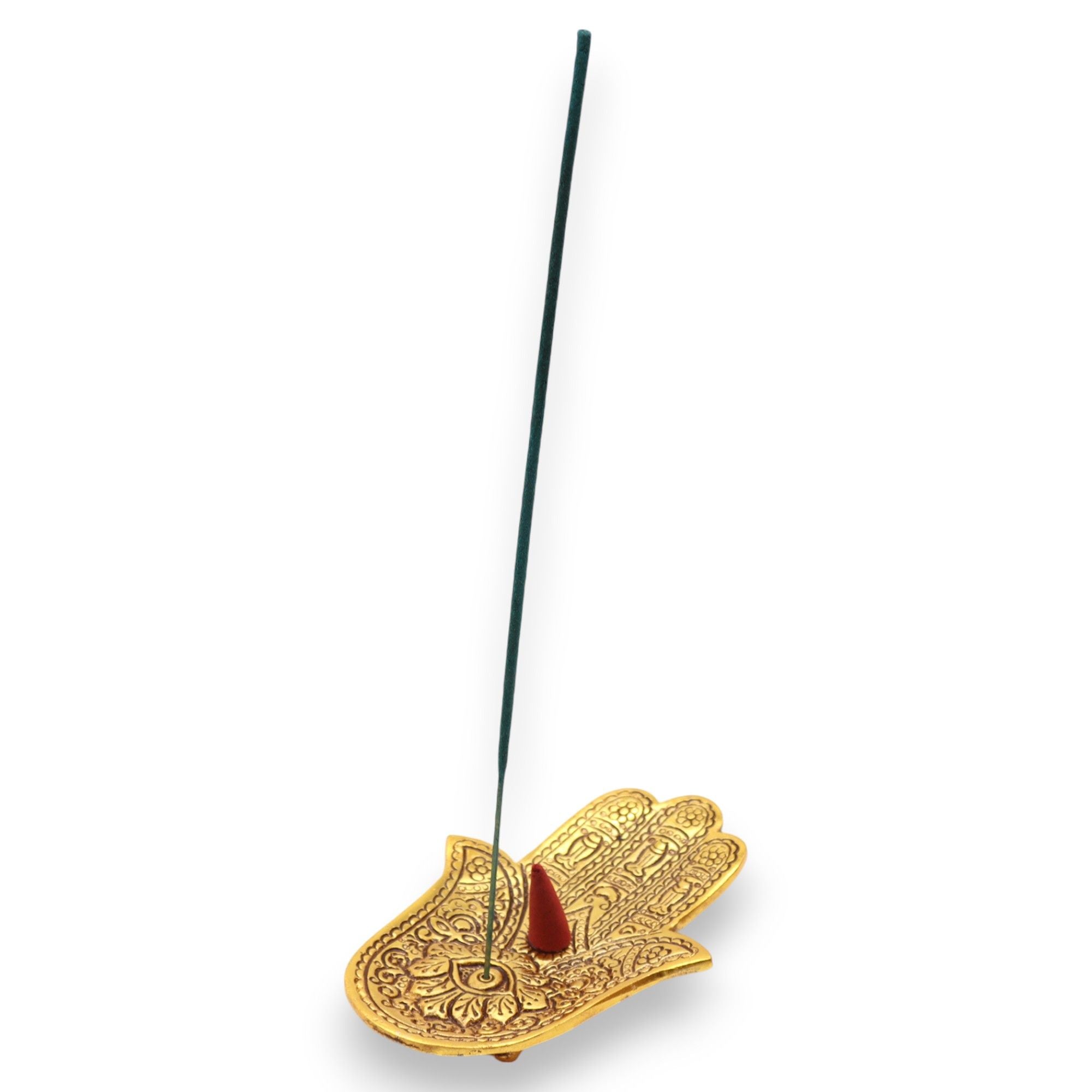 Gold Aluminium Small Hamsa Incense Holder for Home Decor