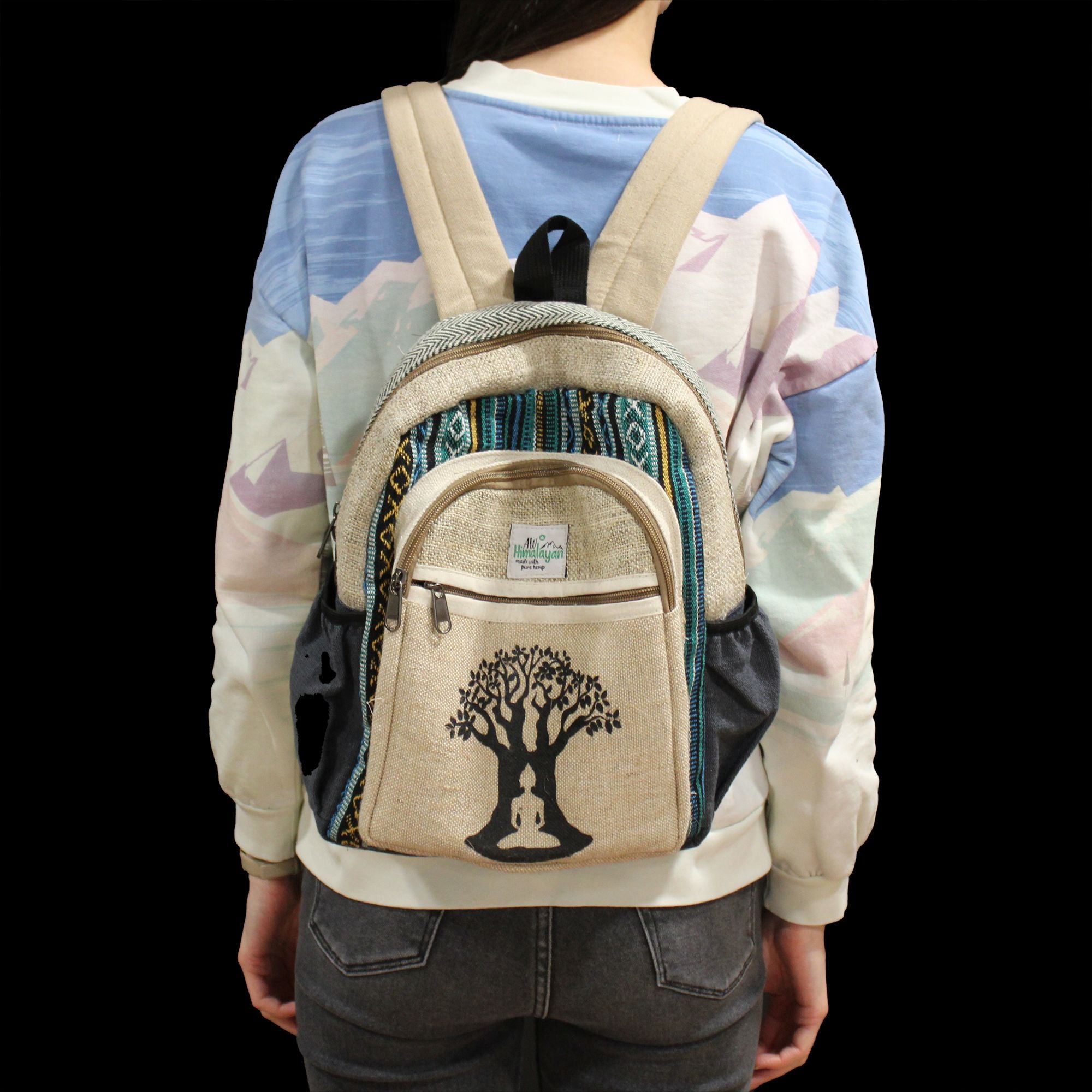 Small Backpack with Bohdi Tree Design for Everyday Use