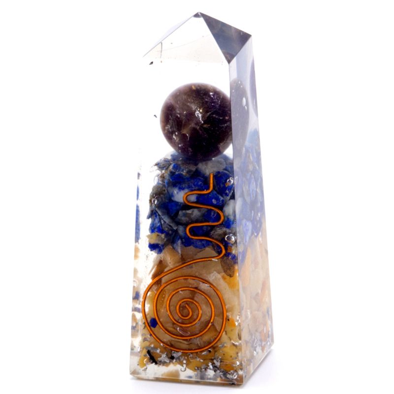 Stunning Orgonite Obelisk Power Point with Copper and Lapis Lazuli