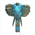 Large Elephant Head Decorative Figure in Gold & Turquoise Finish