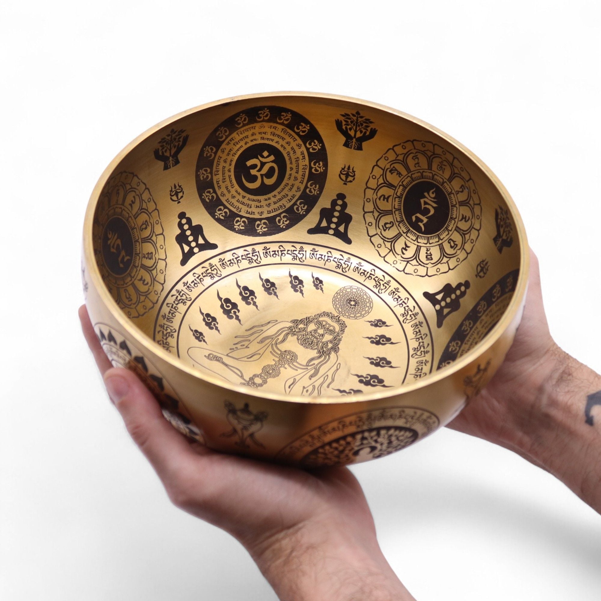 Pure Brass Etched Yogi Set of 4 Singing Bowls for Meditation