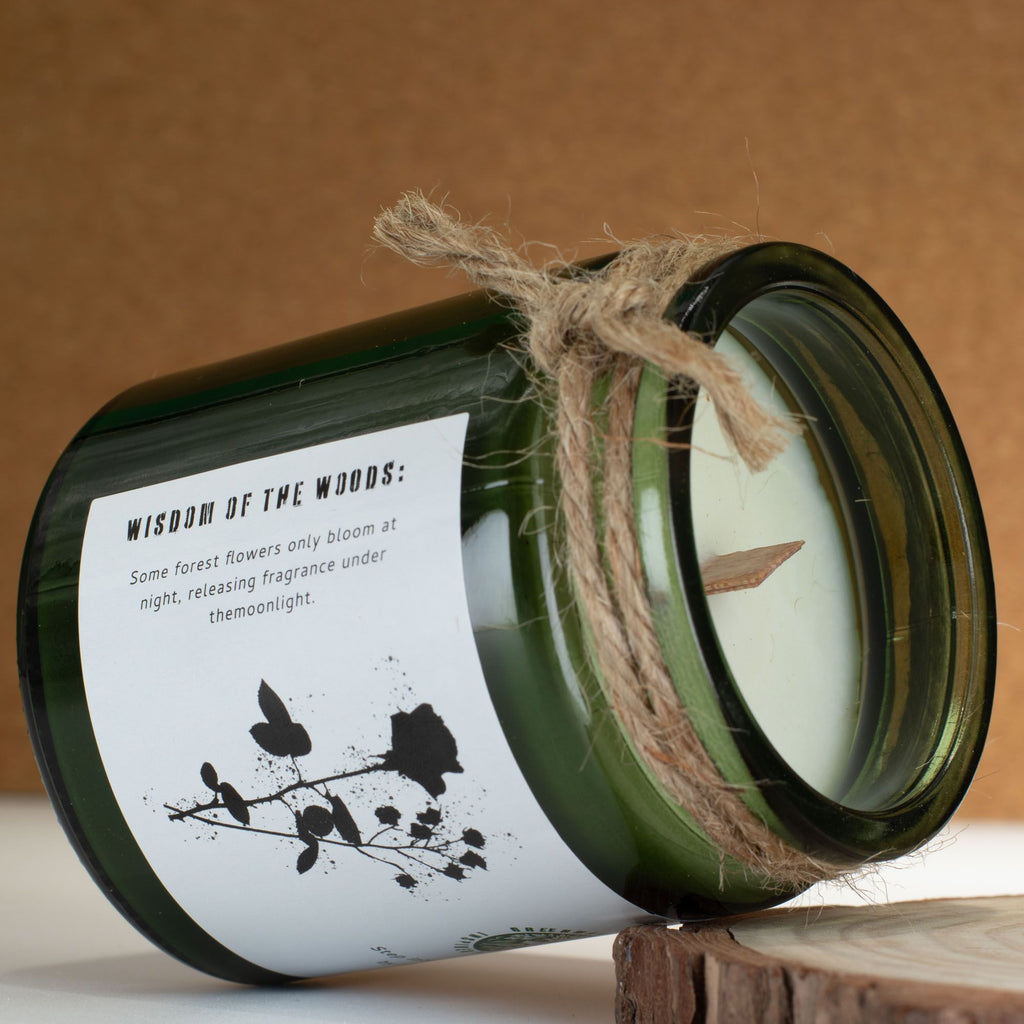 Greenman Woodwick Soy Candle Midnight Rose in Deep Green Jar