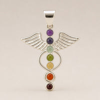 Indian Devotional Pendant - Silver Plated (45cm Cord)- Angel Chakra