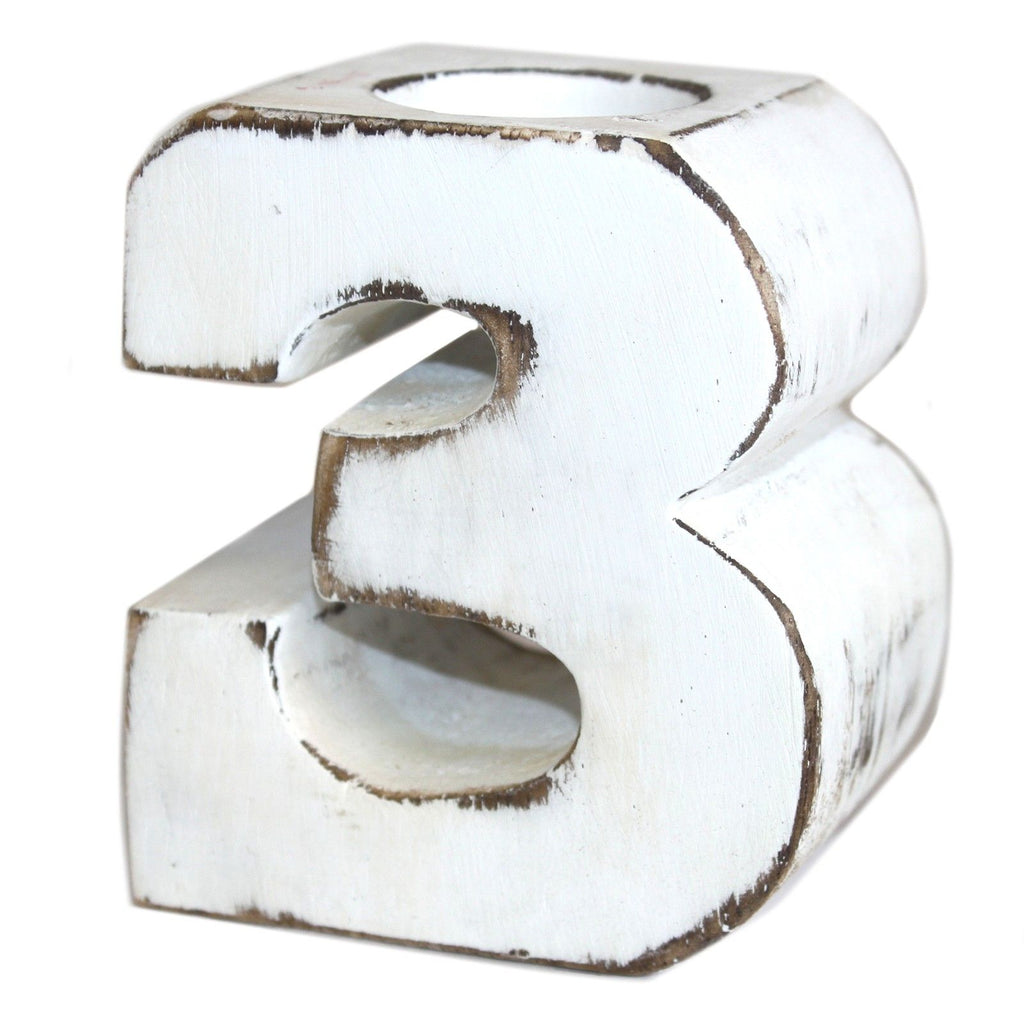 Wooden Birthday Number Candle Holder No.3 for Celebrations