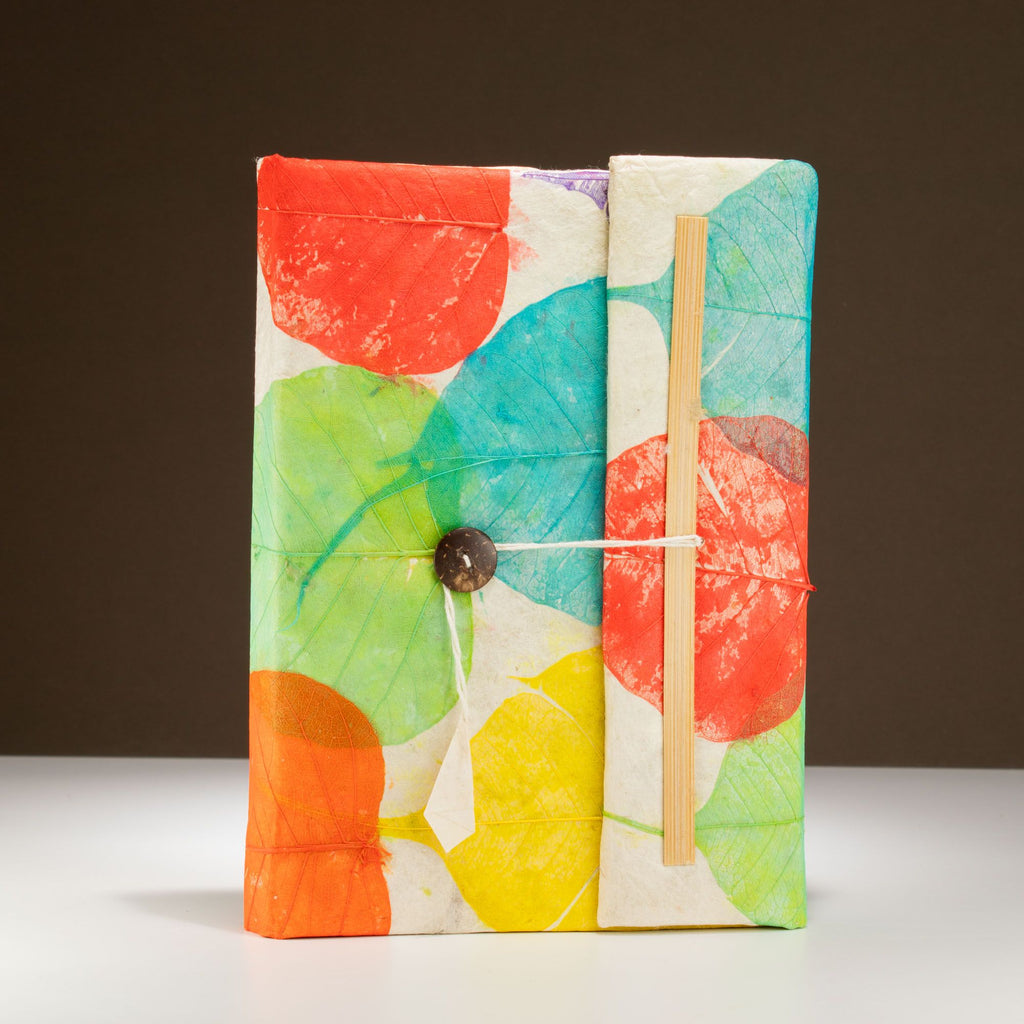 Lokta Colorful Leafs Notebook Large 21x15cm for Creative Use