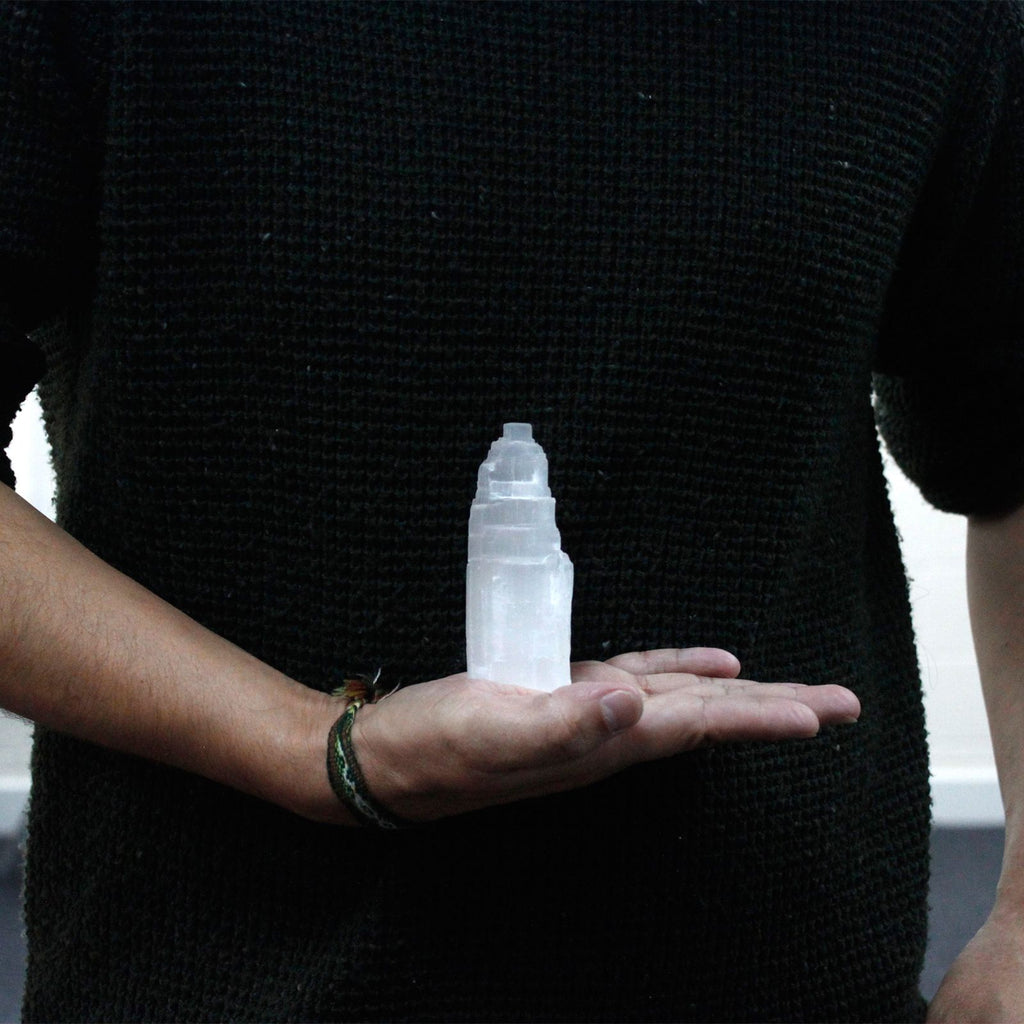 Natural Selenite Tower Unique 10 cm Crystal for Home Decor