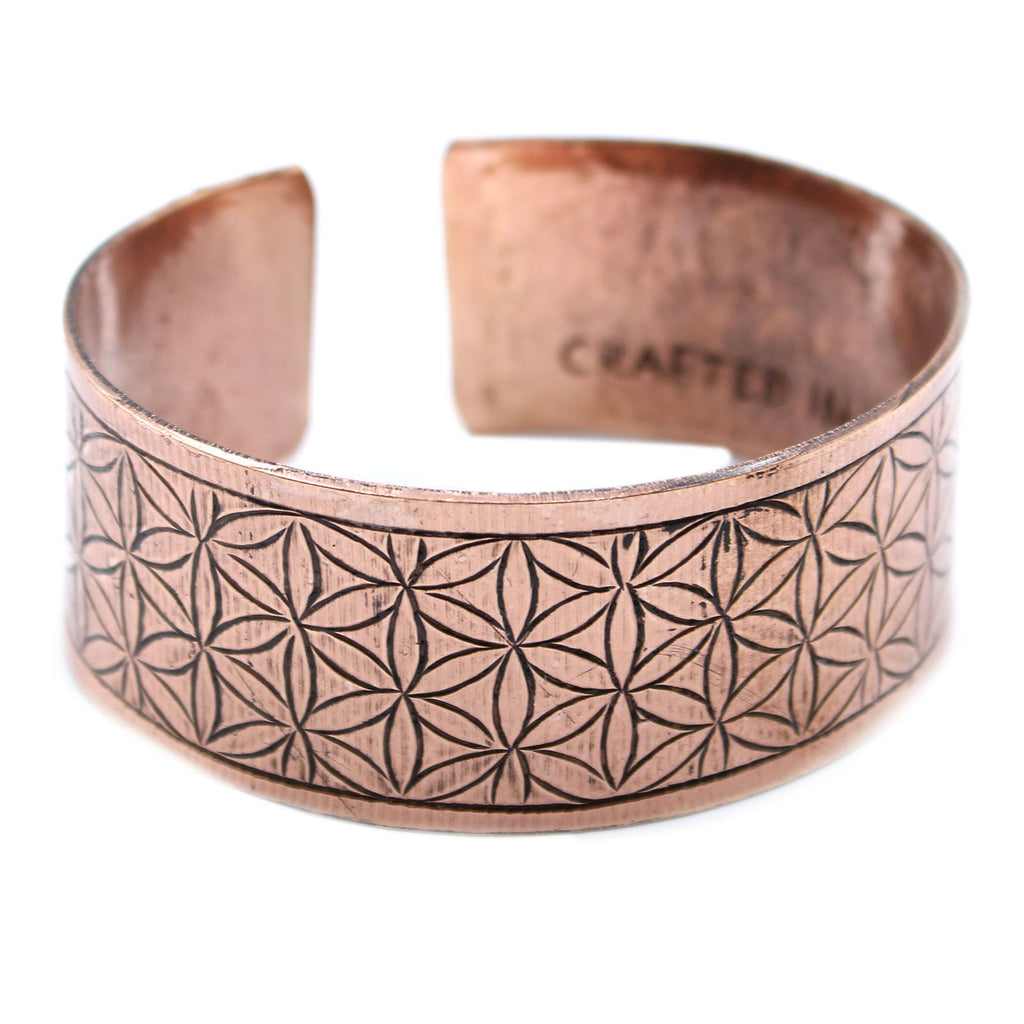 Copper Tibetan Bracelet Featuring Elegant Flower of Life Design