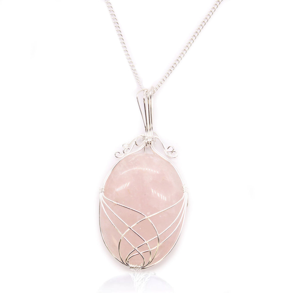 Swirl Wrapped Gemstone Necklace with Rose Quartz Design