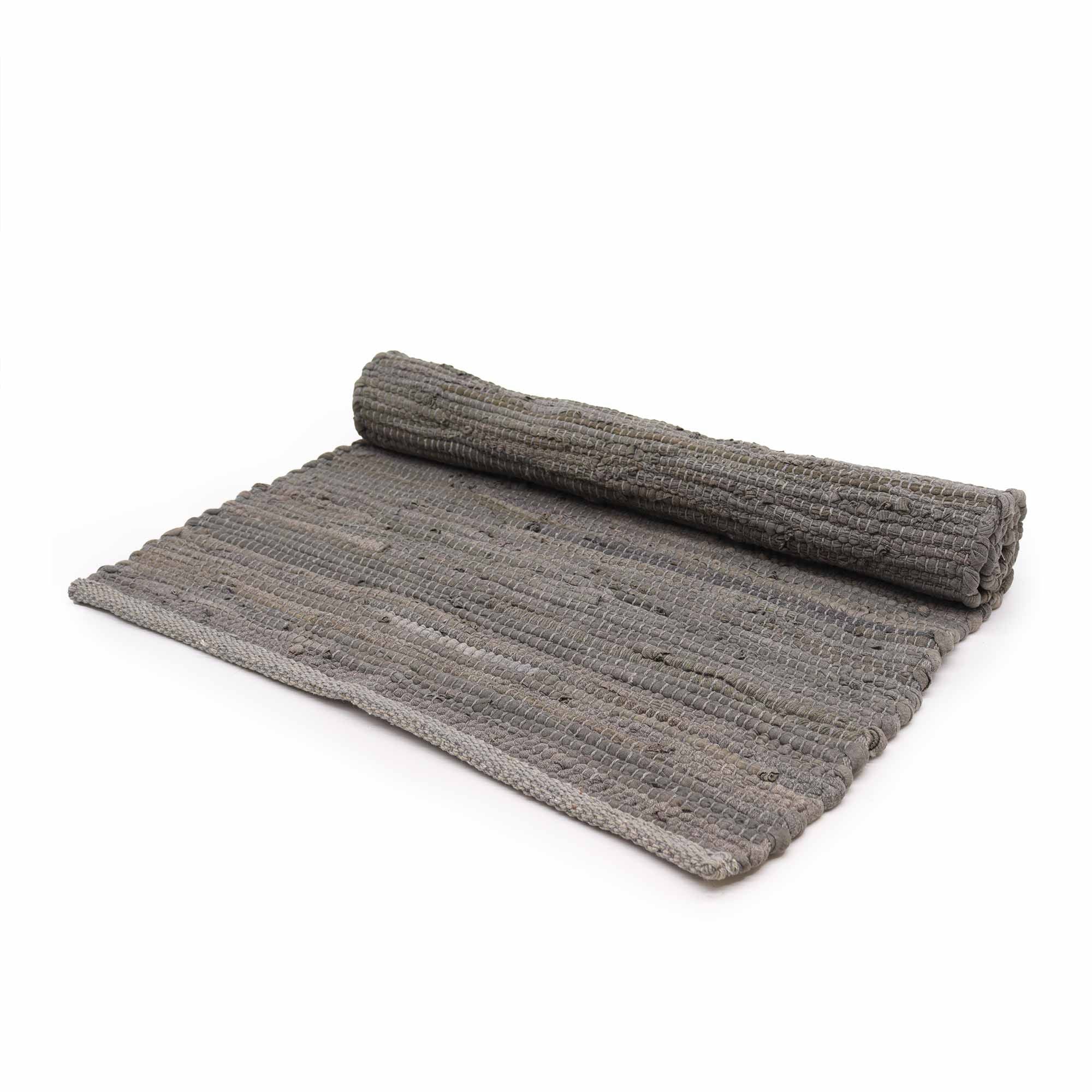 Medium Indian Handloom Cotton Rug in Charcoal for Stylish Homes