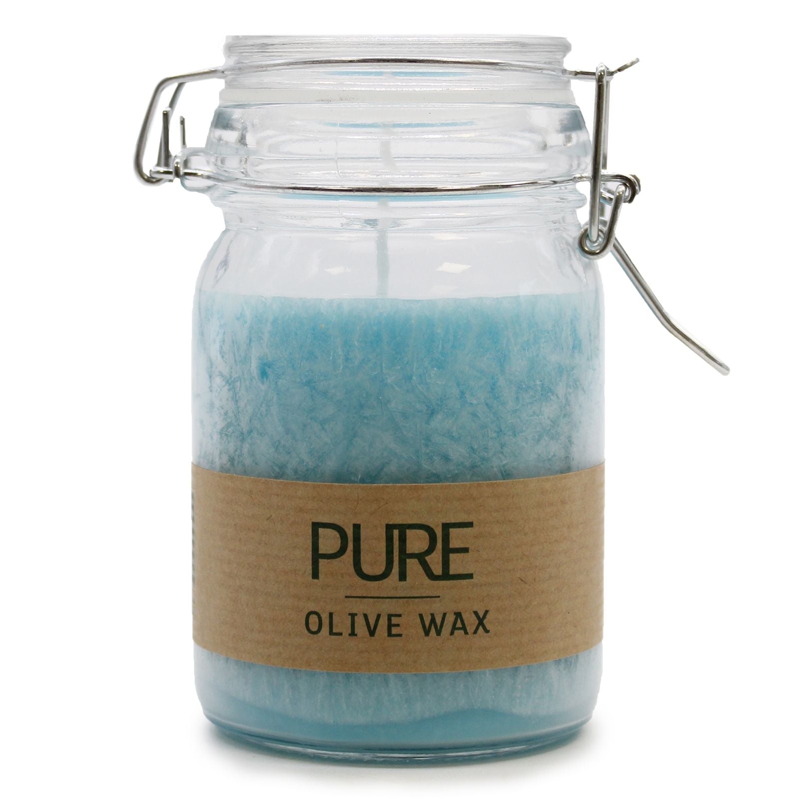 Pure Olive Wax Jar Candle in Turquoise with 25 Hour Burn Time