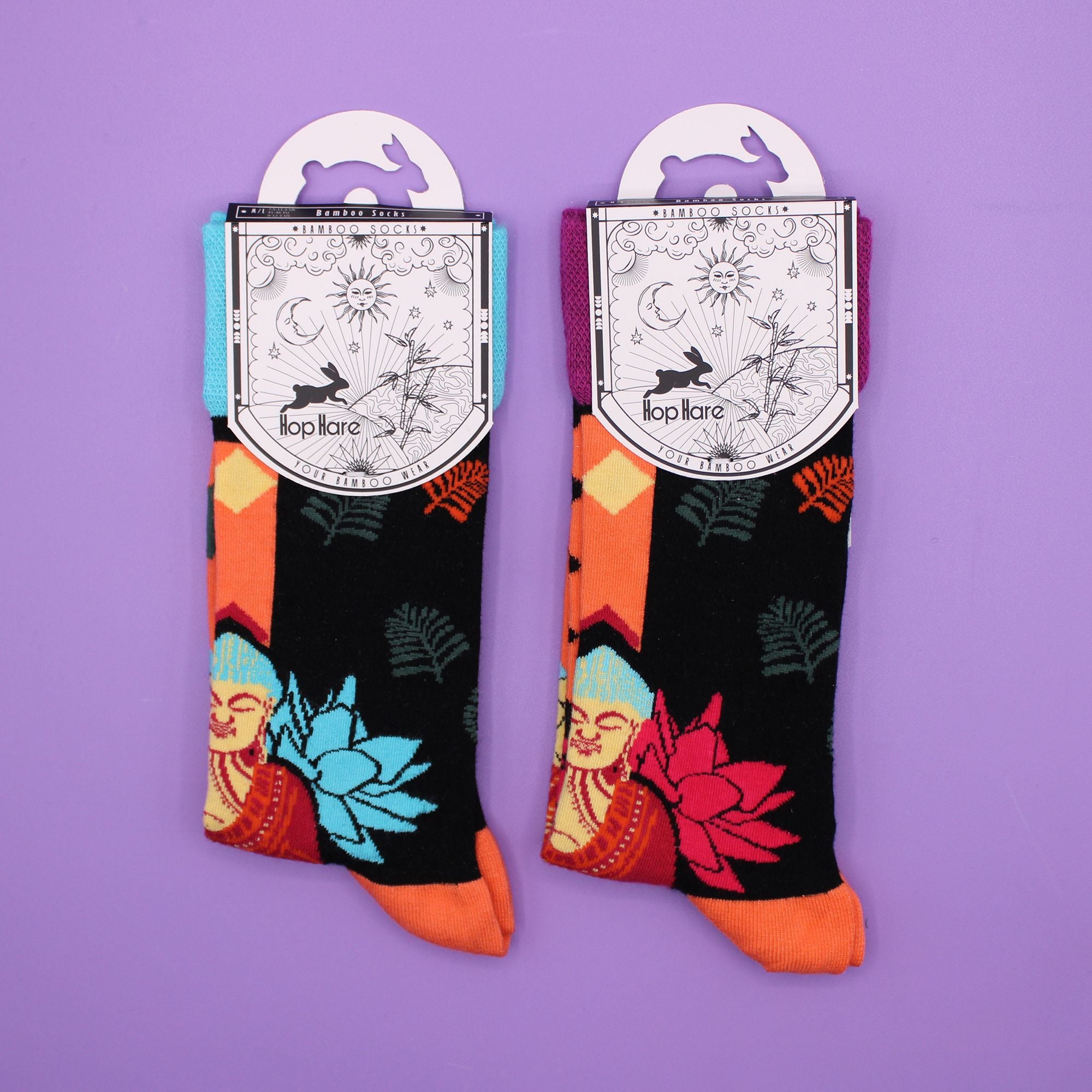 Hop Hare Bamboo Socks S/M - Blue Buddha & LotusÂ