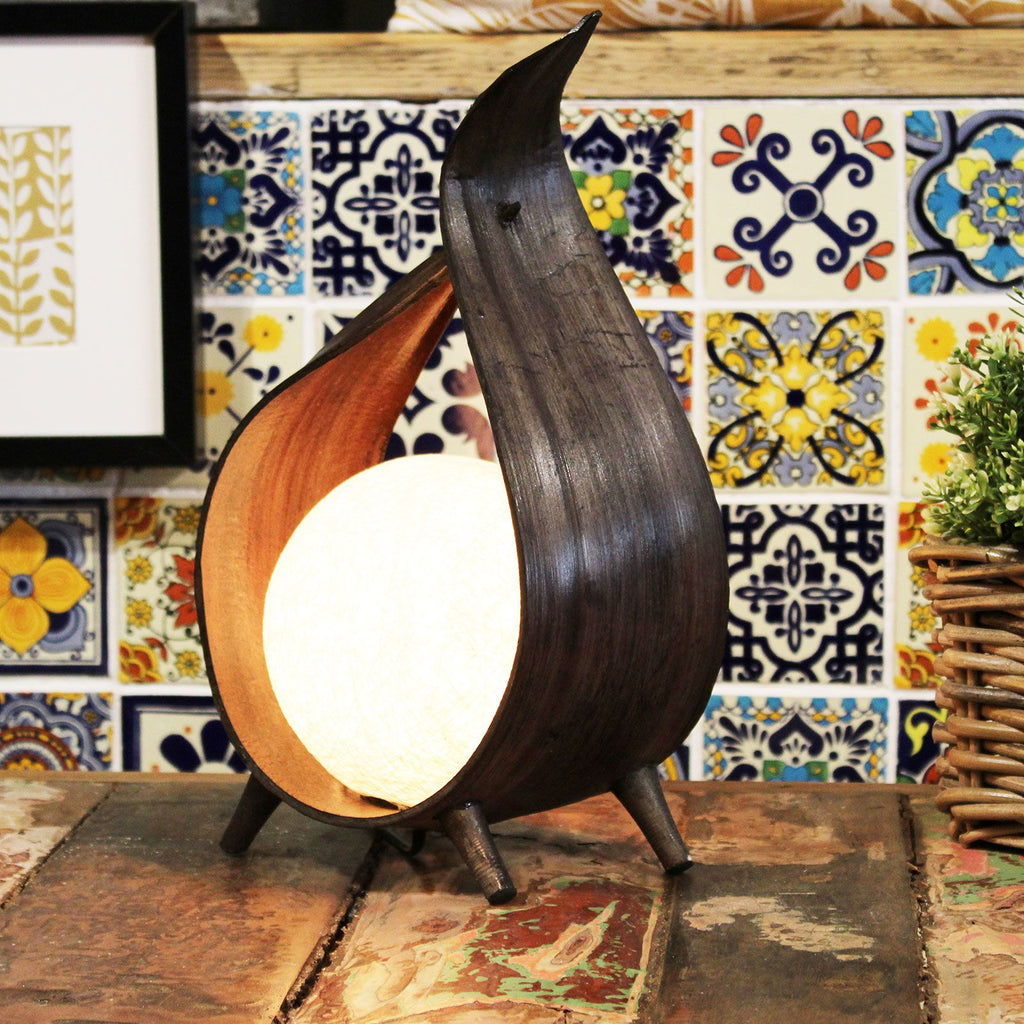 Natural Coconut Lamp with Chocolate Wrapover Twist for Unique Decor