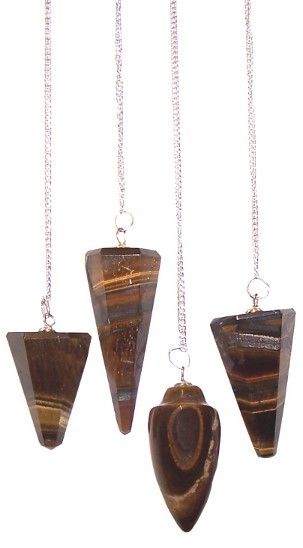 Magic Pendulum Tiger Eye Gemstone Dowsing Tool with Chain