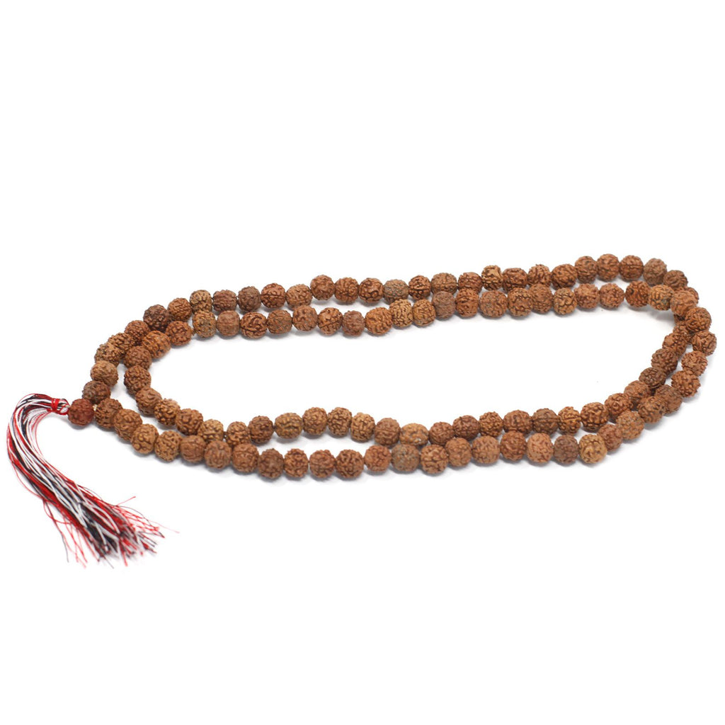 108 Rudraksha Mala Natural Beads with Chunky Tassel Design