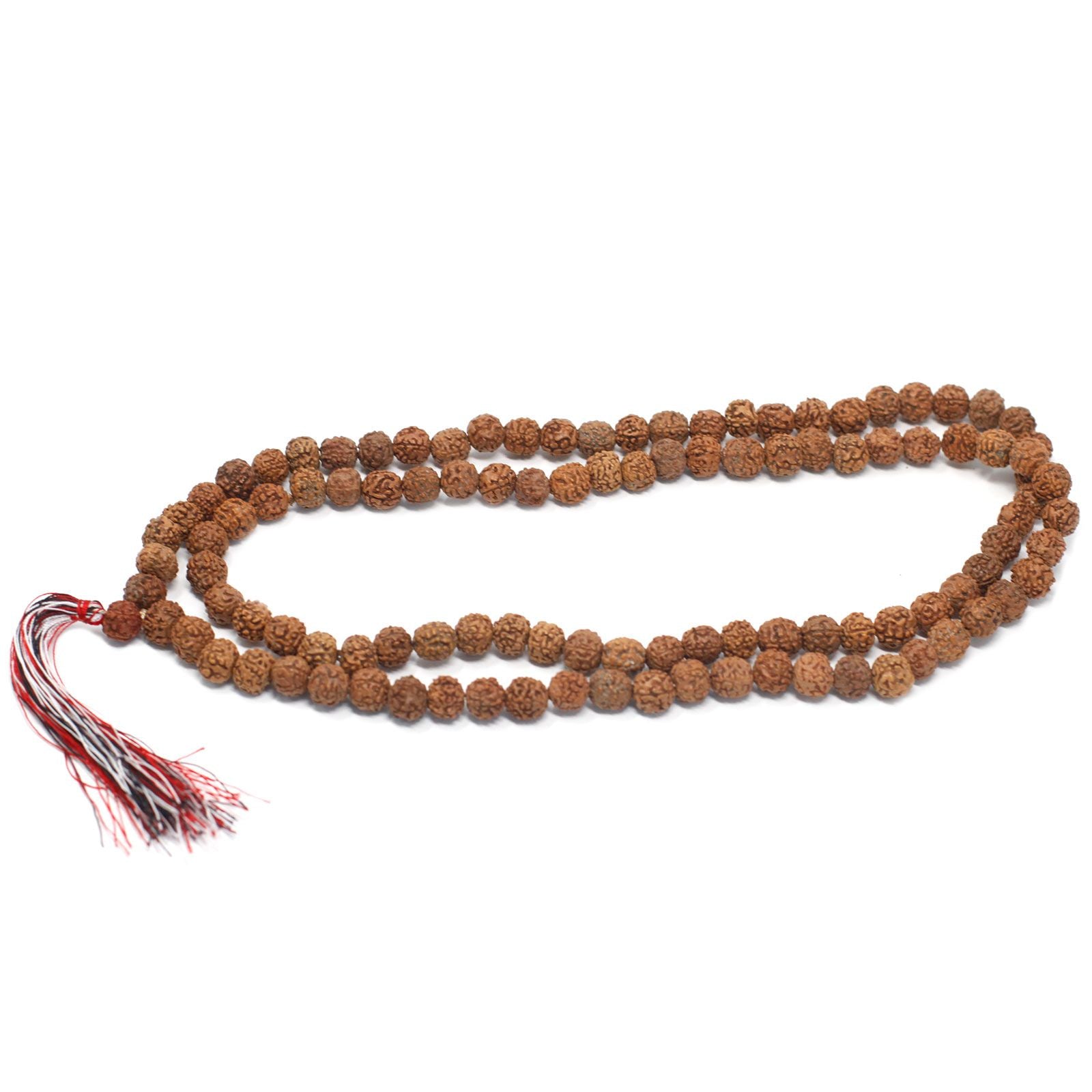 108 Rudraksha Mala Natural Beads with Chunky Tassel Design