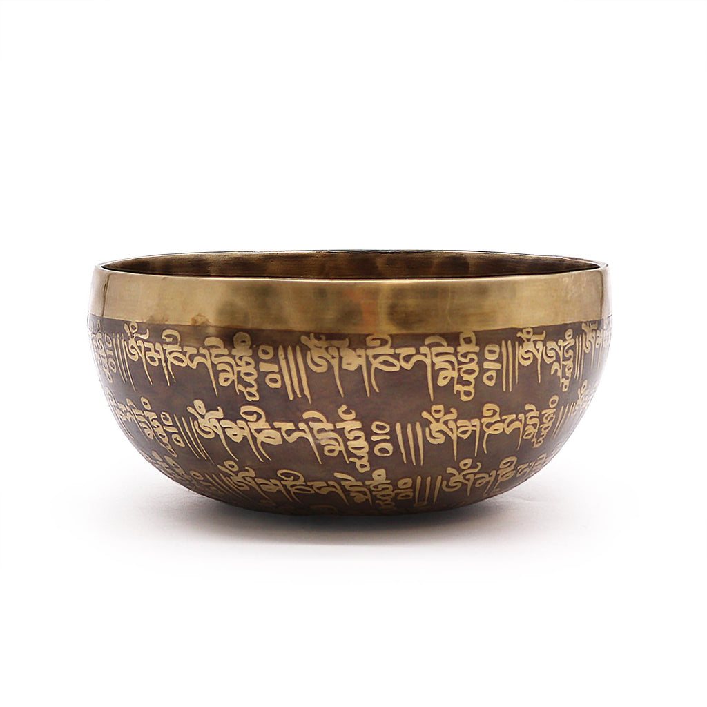 Tibetan Healing Engraved Bowl 16cm Mantra for Meditation Use