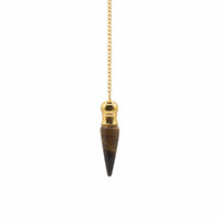 Secret Cavity Discovery of Truth Pendulum - Tiger Eye - Gold Plated