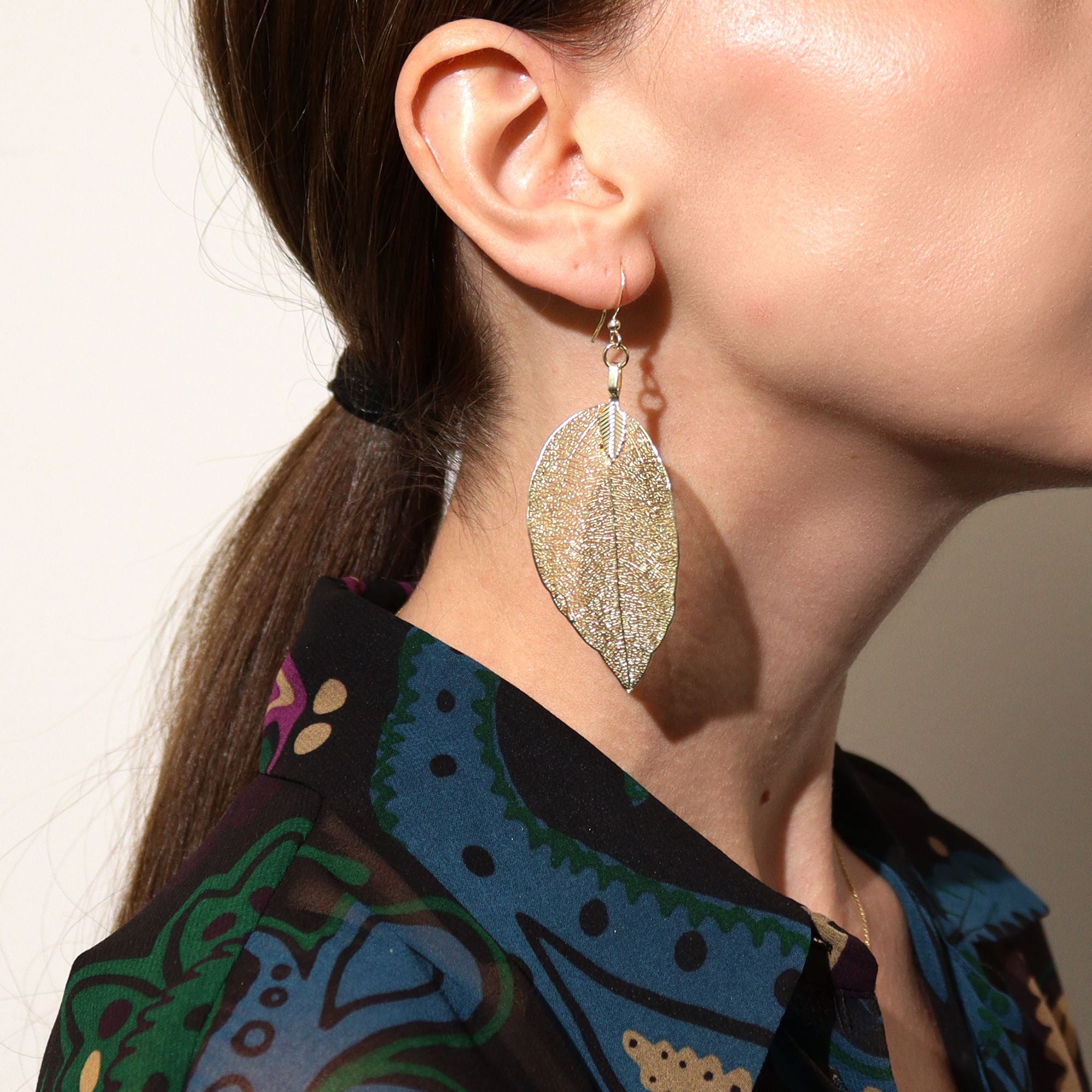 Bravery Leaf Gold Earrings Unique Nature Inspired Leaf Jewellery