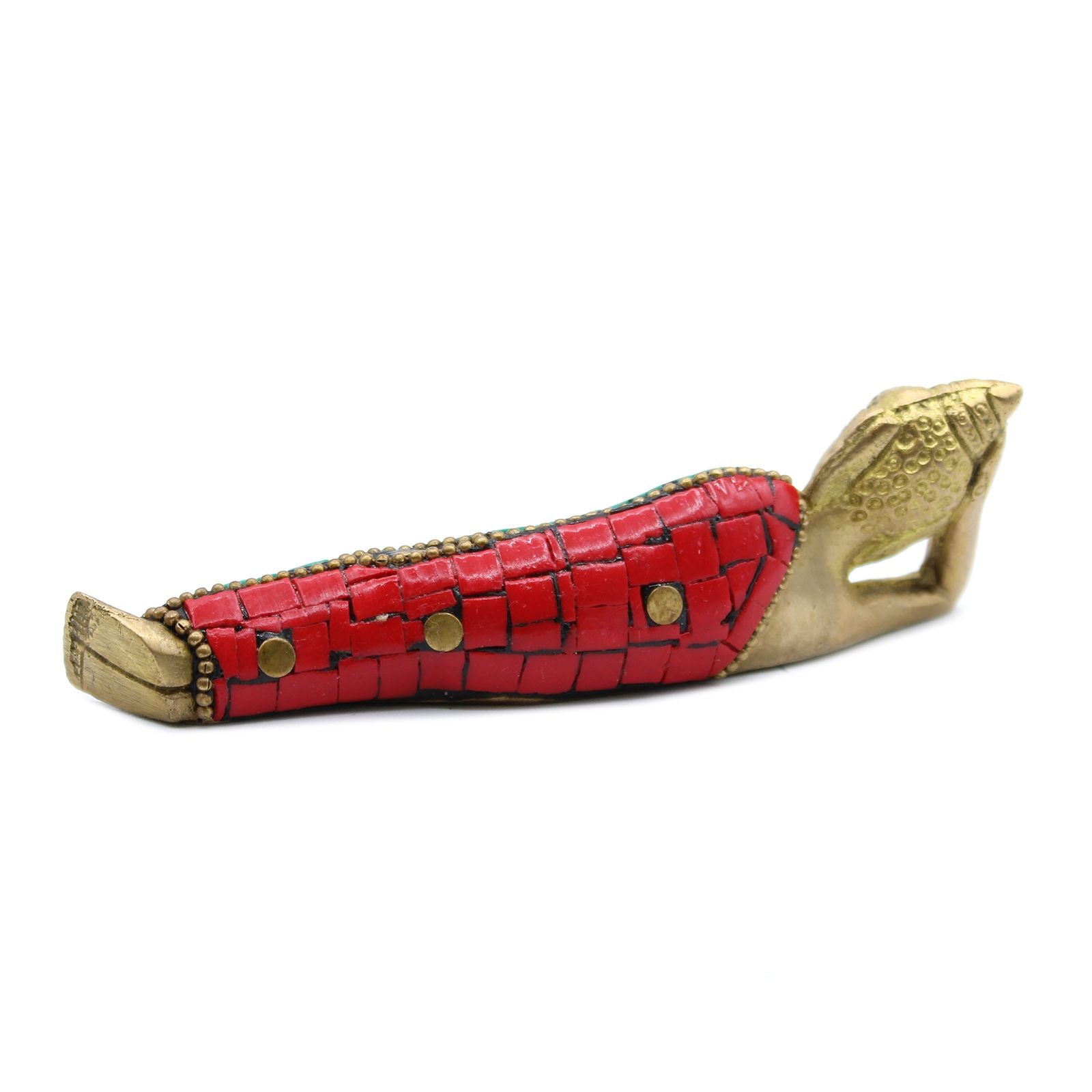Brass Buddha Figure Lying Down 10cm for Tranquil Home Decor