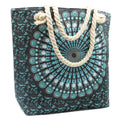 Deep Blue Rope Handle Mandala Bag for Shopping and Beach Use