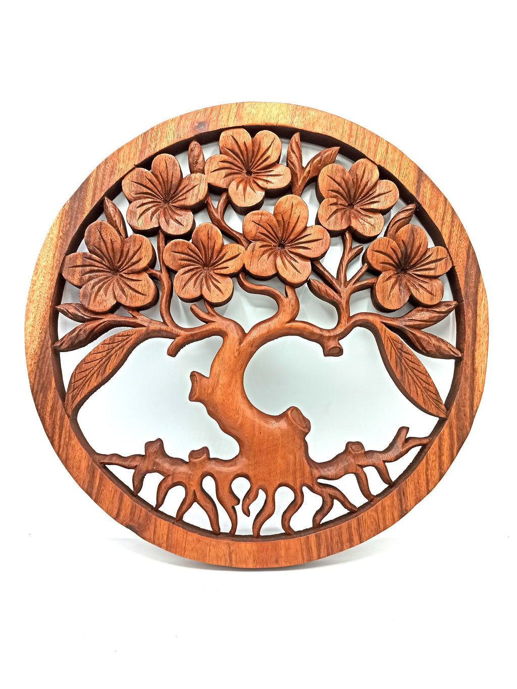 Tree of Life Frangipani Panel 40cm Decorative Wooden Wall Art