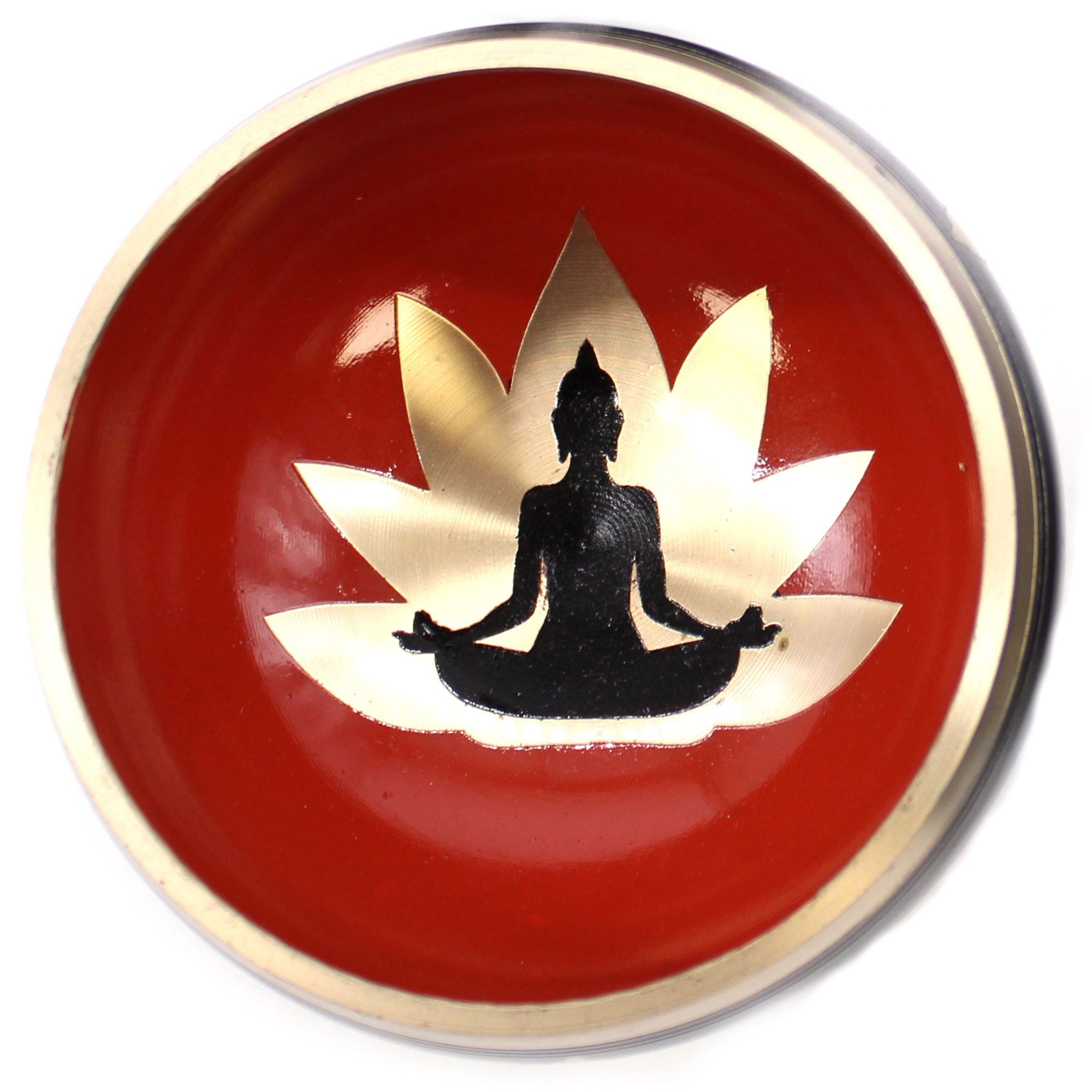 Buddha Singing Bowl Set Black and Orange 10.7cm for Meditation
