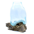 Large Molten Glass Vase Terrarium Jar on Wood for Home Decor