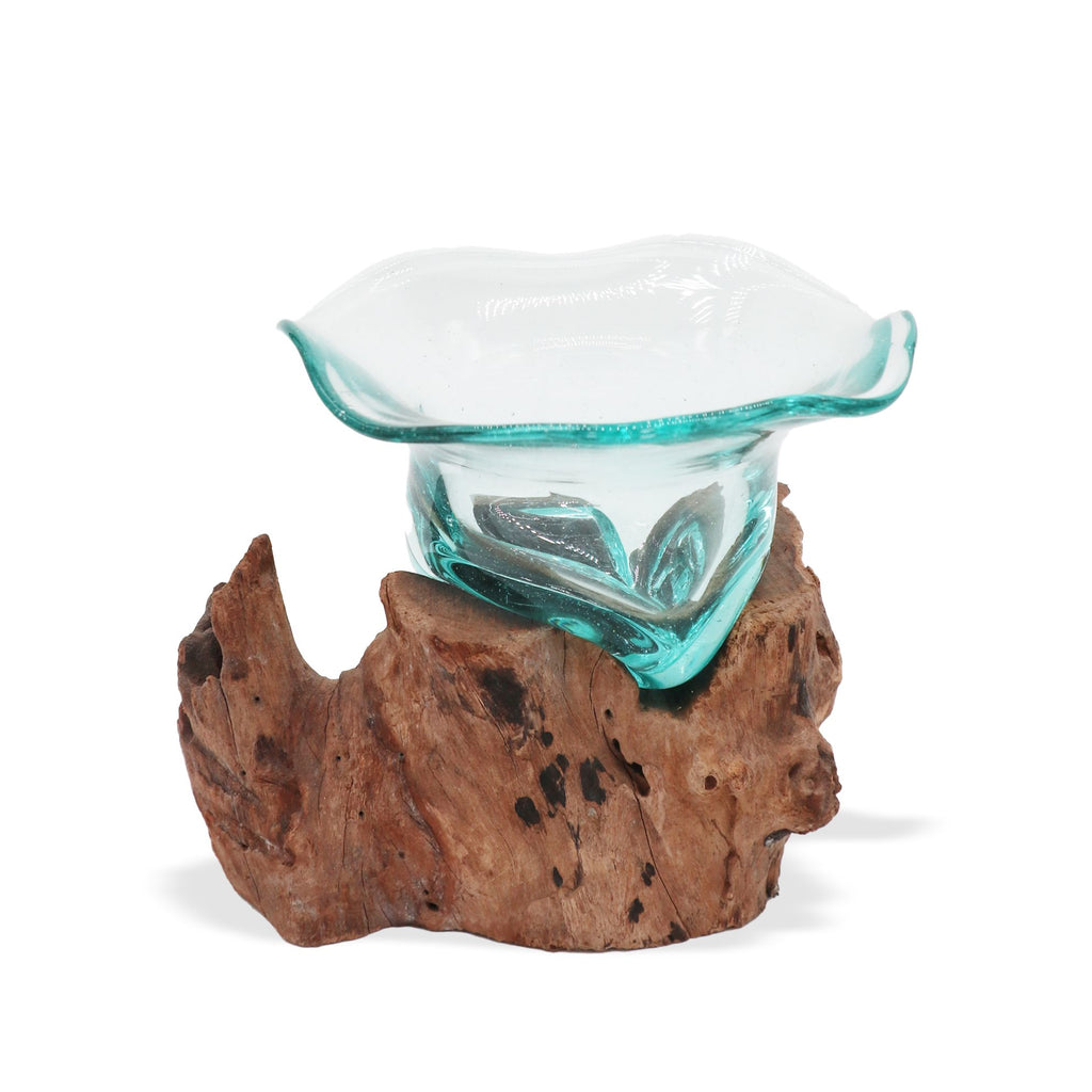 Molton Glass Fancy Sweet Bowl on Wood for Stylish Home Decor