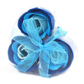 Set of 3 Blue Wedding Roses Soap Flower Heart Box Collection