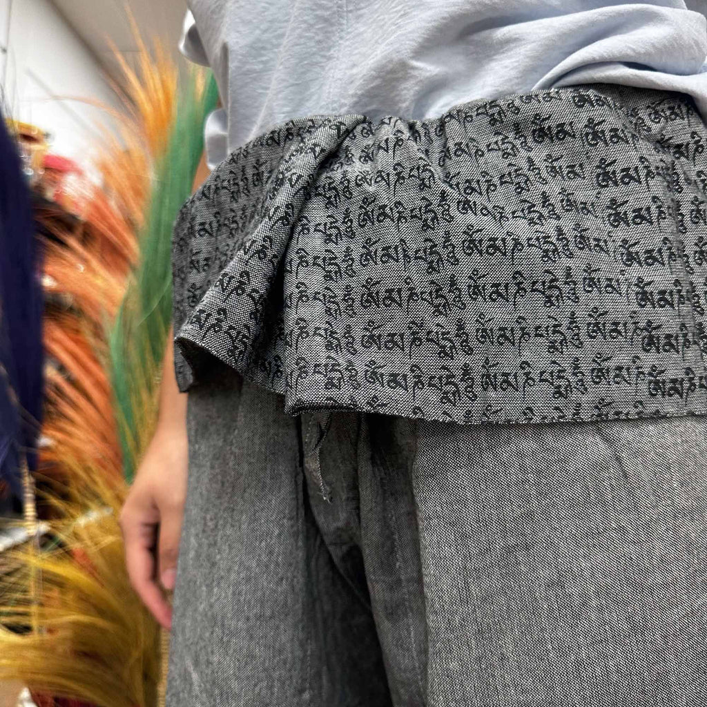 Yoga and Festival Pants Thai Fisherman Mandala Mantra in Grey