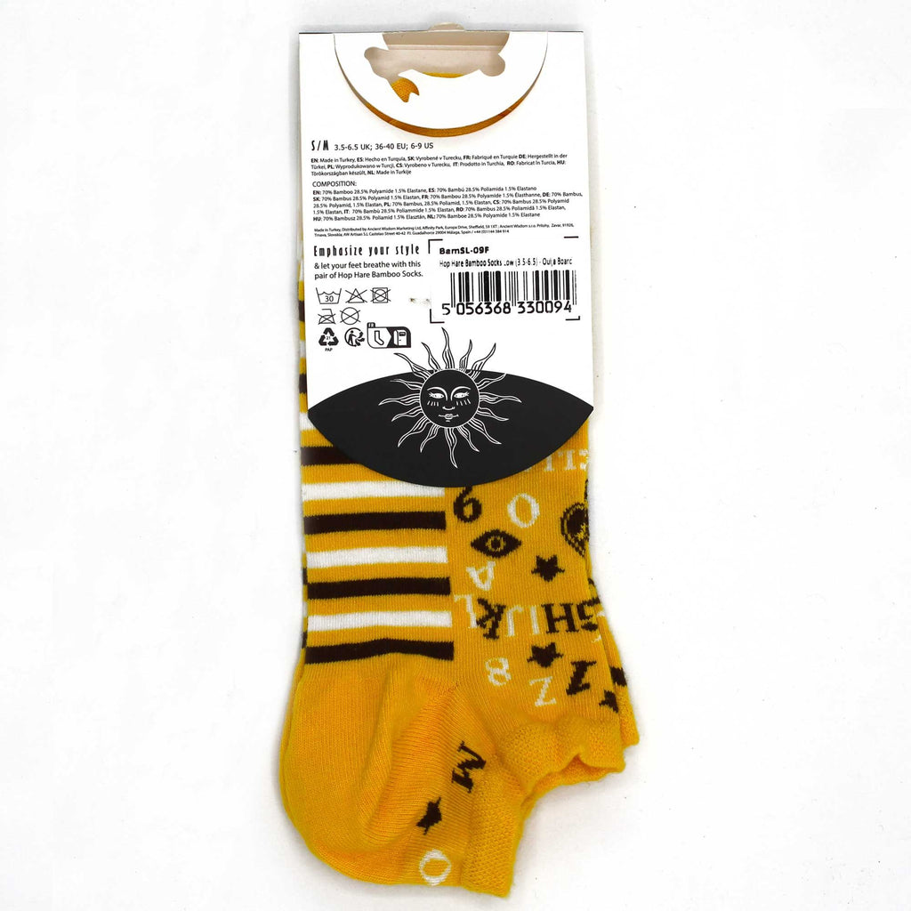 S/M Hop Hare Bamboo Low Cut Socks with Mystical Ouija Board Design